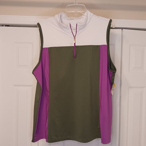 d&co Tops - 3/$18 - D&Co Green/Purple 1/4 Zup Tank Top Size 2X